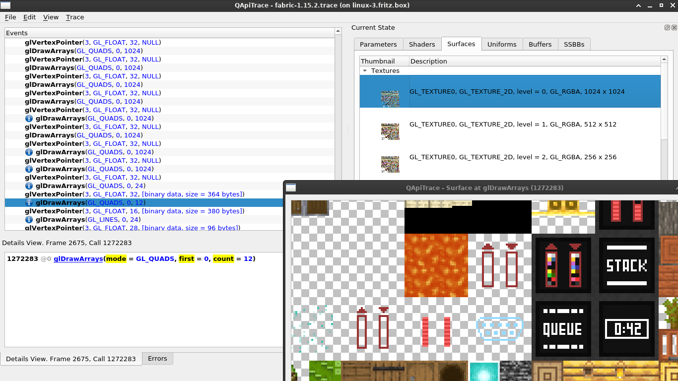 Inspecting GL state in apitrace GUI