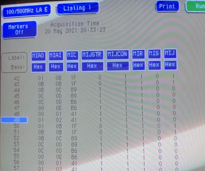 Logic analyzer trace