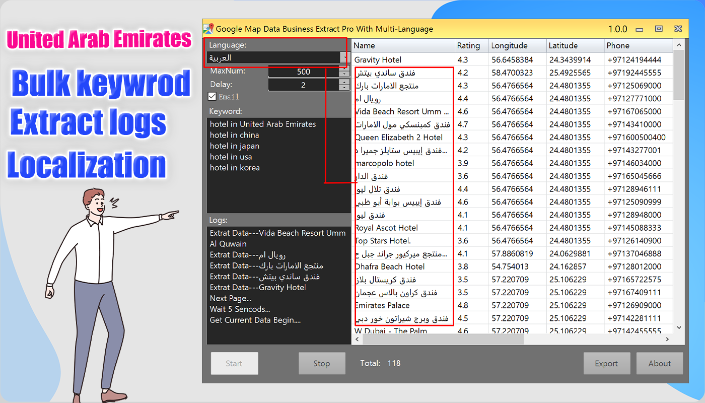 Google Map Business Extractor App with Multi-Language-United Arab Emirates