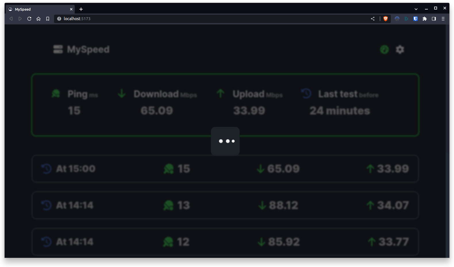 Page During a Speed Test