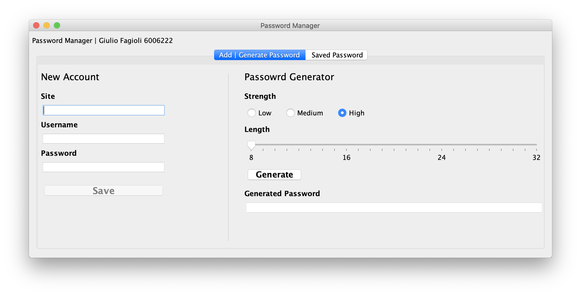 Password Generator And Save