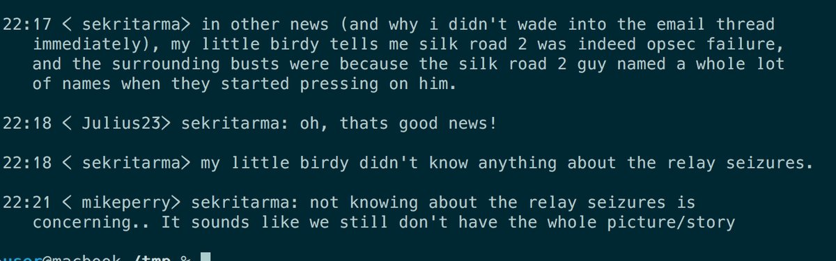 Dingledine talks about Operation Onymous, source: https://web.archive.org/web/20160823225141/https:/twitter.com/thegrugq/status/747733180342493184