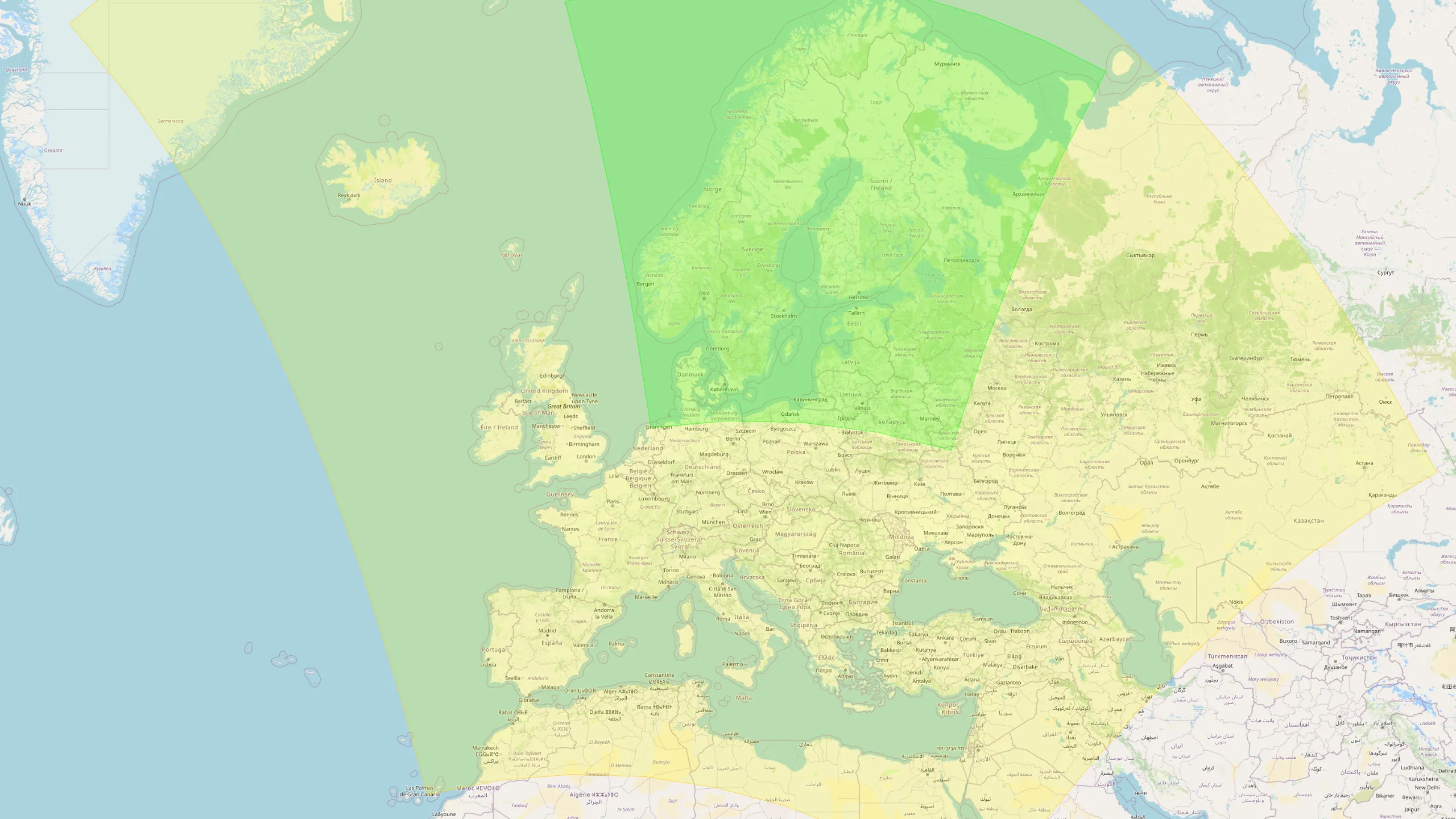 Интерактивная карта покрытия с данными по уровню пыльцы