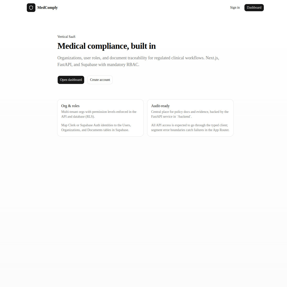 MedComply Landing Page