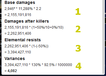 Damage calculations