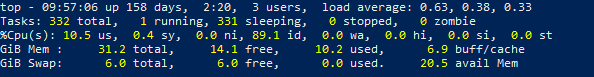 top command output while the queue is running