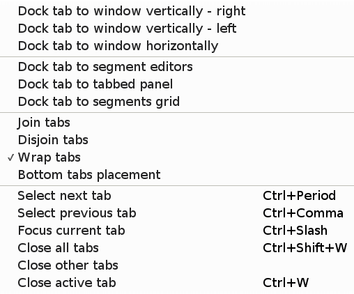 View > Tabs submenu