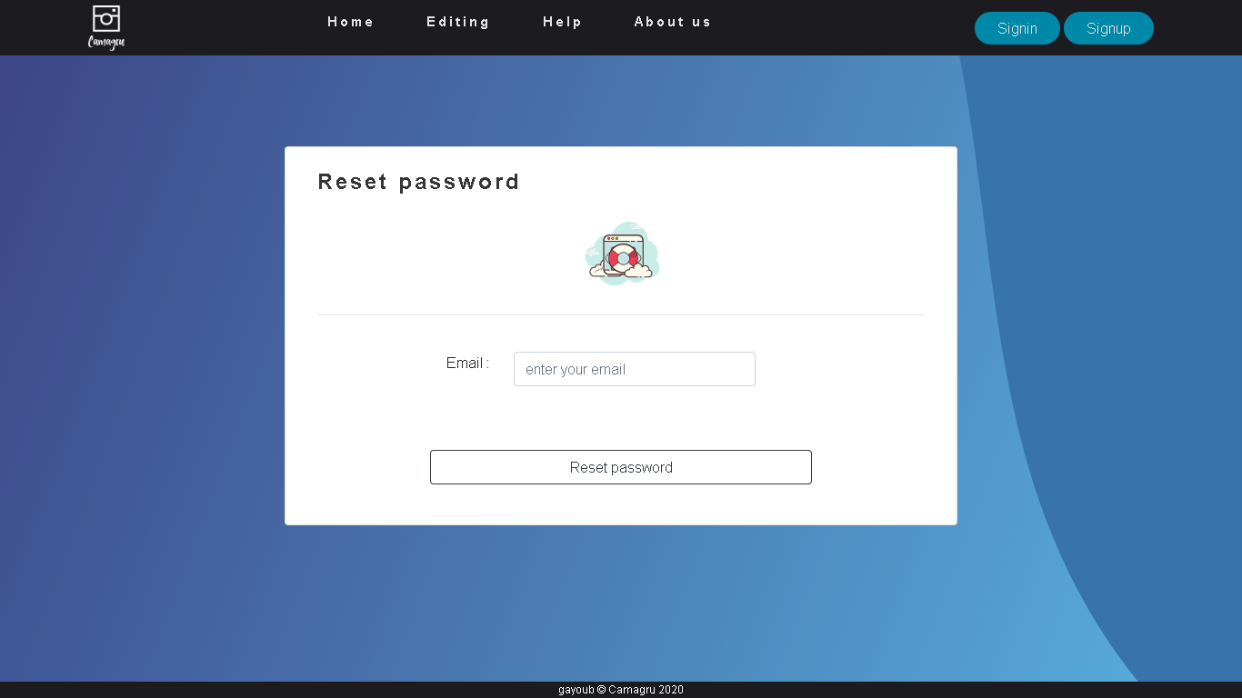 Image of camagru reset password