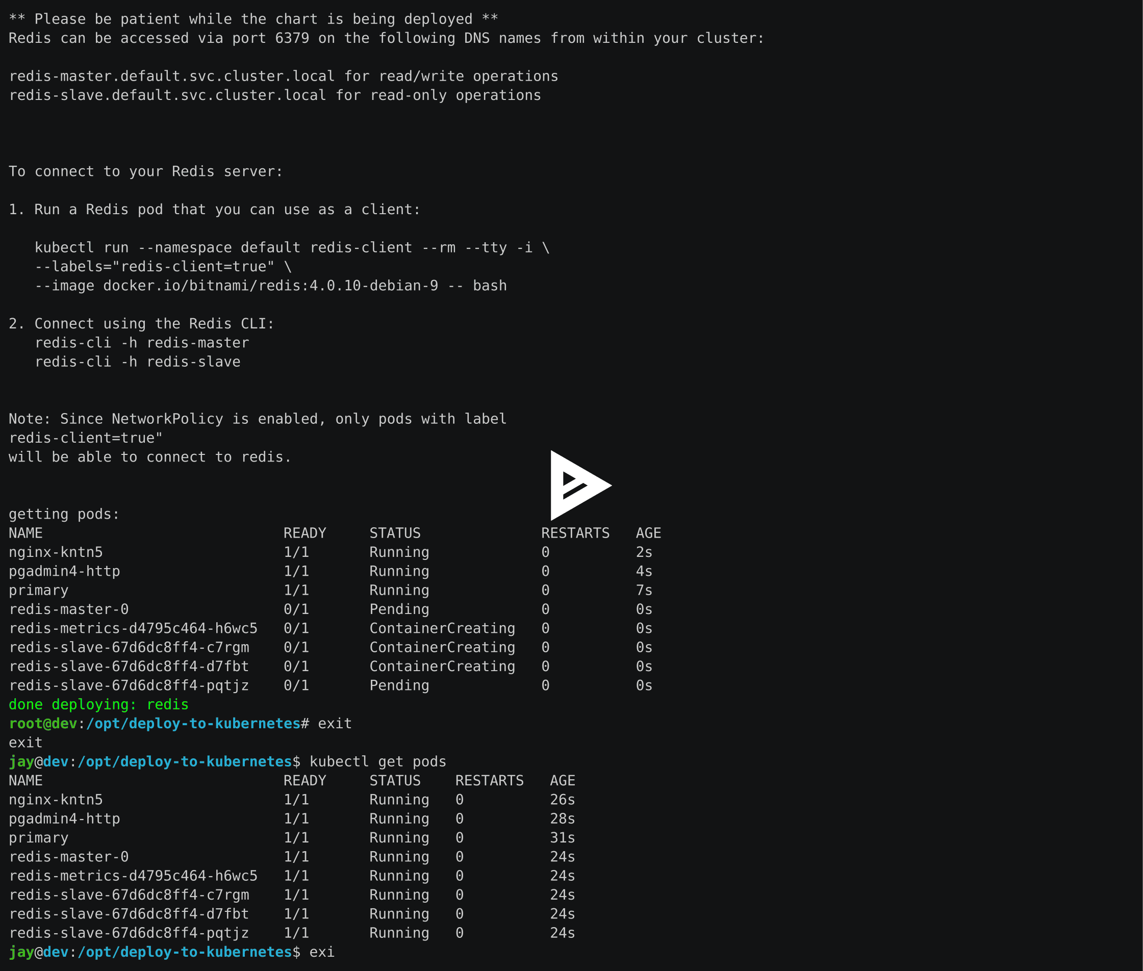 Deploy Redis and Postgres and the Nginx Ingress