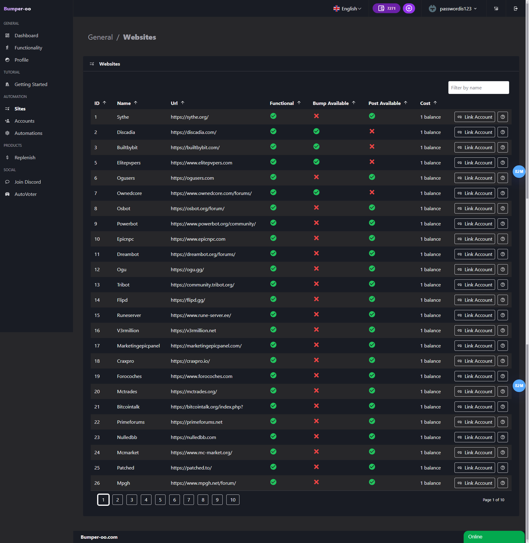 Bumper-oo User Panel