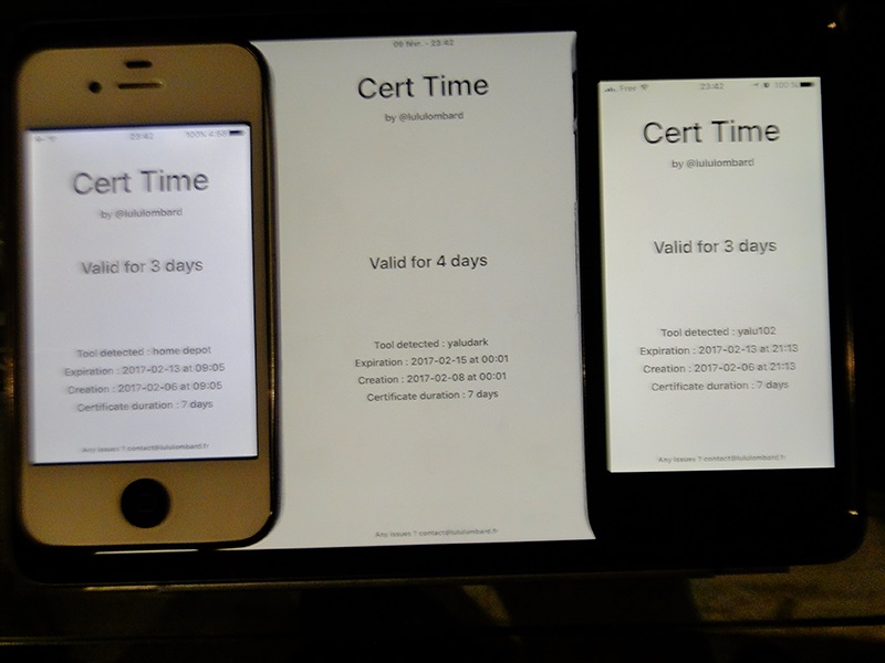 App running on 3 devices