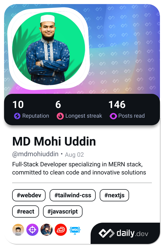 MD Mohi Uddin's Dev Card