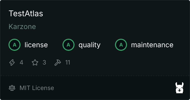 TestAtlas on Glama: license, quality and maintenance grades