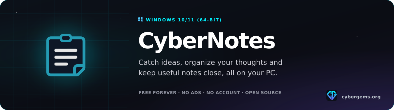 CyberNotes, private and flexible note-taking that stays on your device