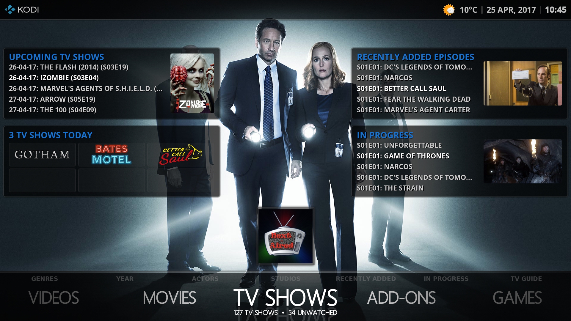 Home screen: TV Shows with widgets