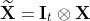 \widetilde{\mathbf{X}} = \mathbf{I}_t \otimes \mathbf{X}