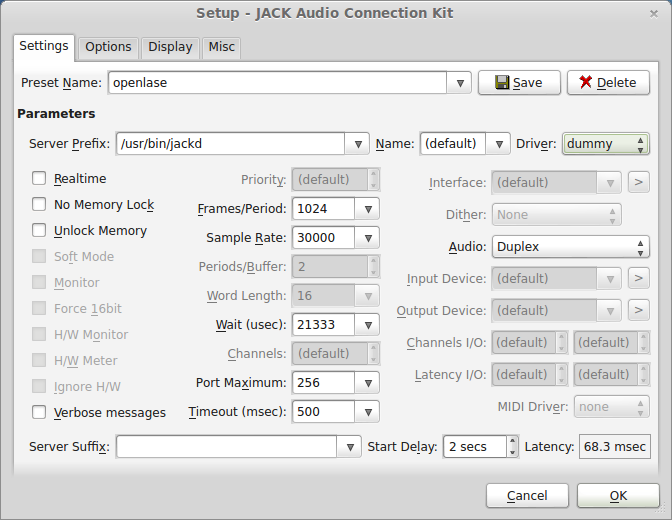 Configuration window