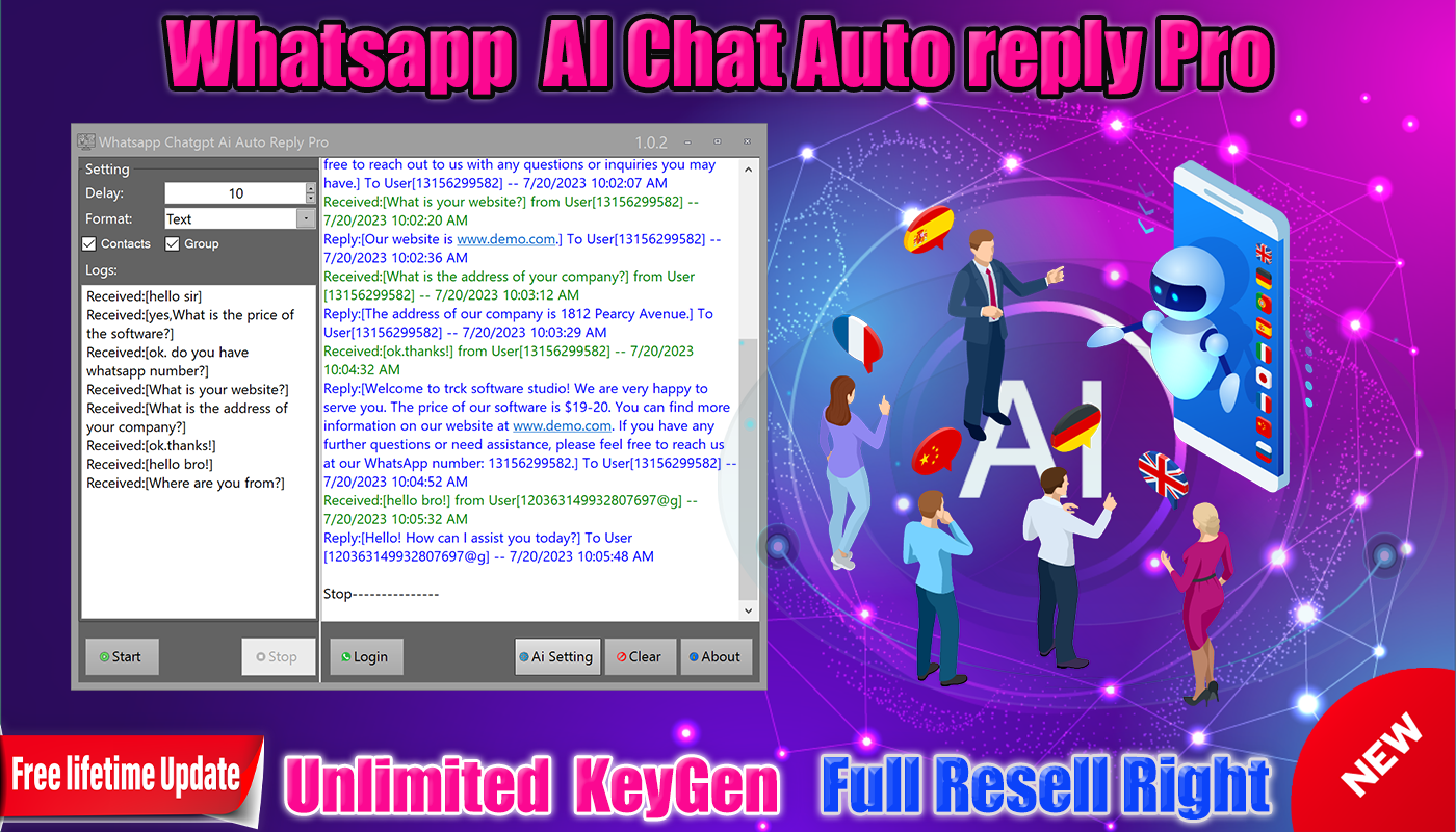 Whatsapp AI chatgpt Auto Reply Pro +Unlimited License Key Generator app