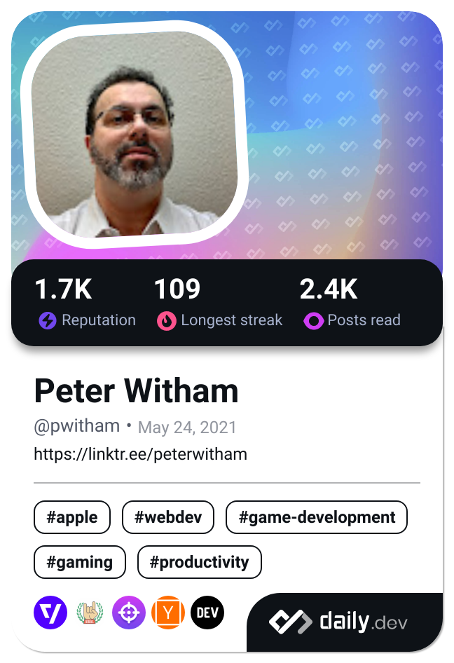 Peter Witham's Dev Card