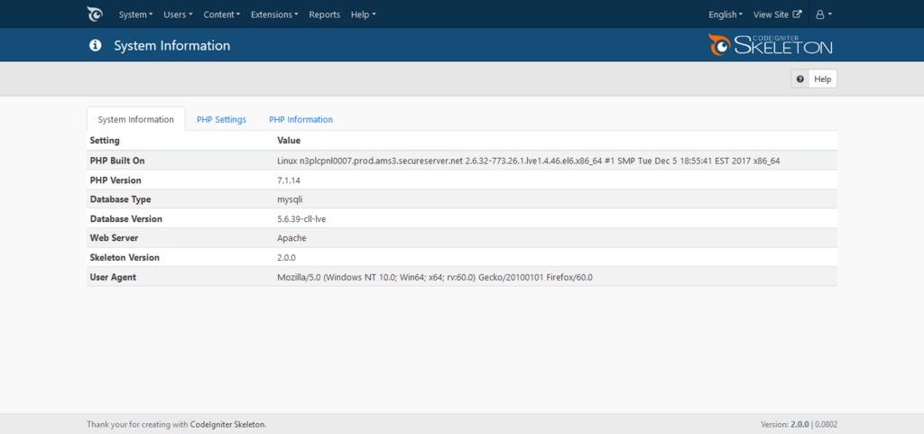 Dashboard System Information 4