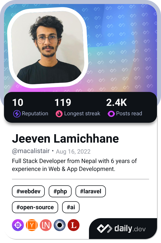 Jeeven Lamichhane's Dev Card