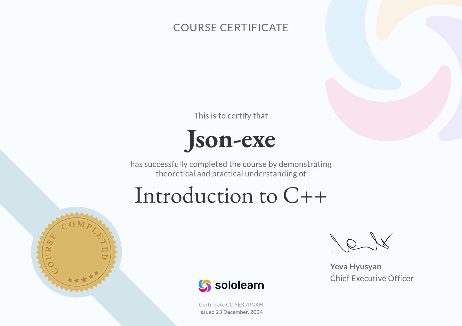 C++ Sololearn Certification