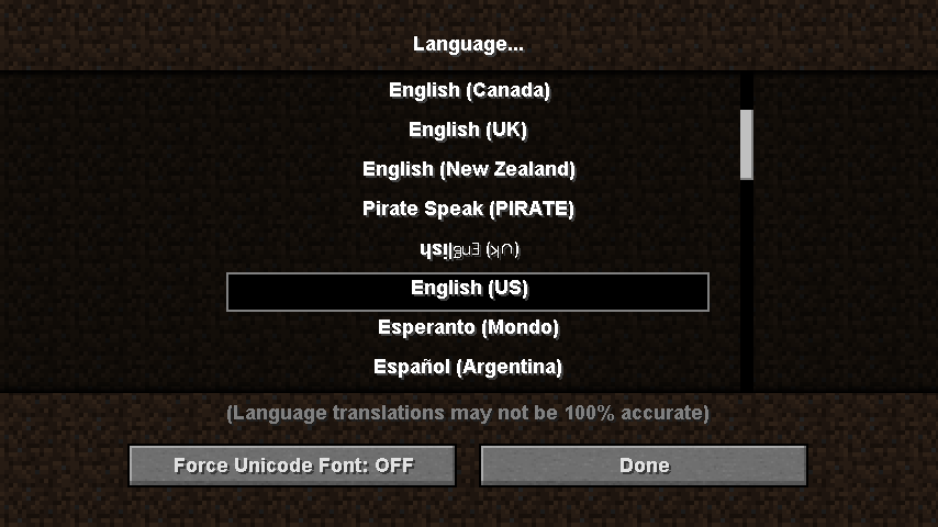 Language Selection