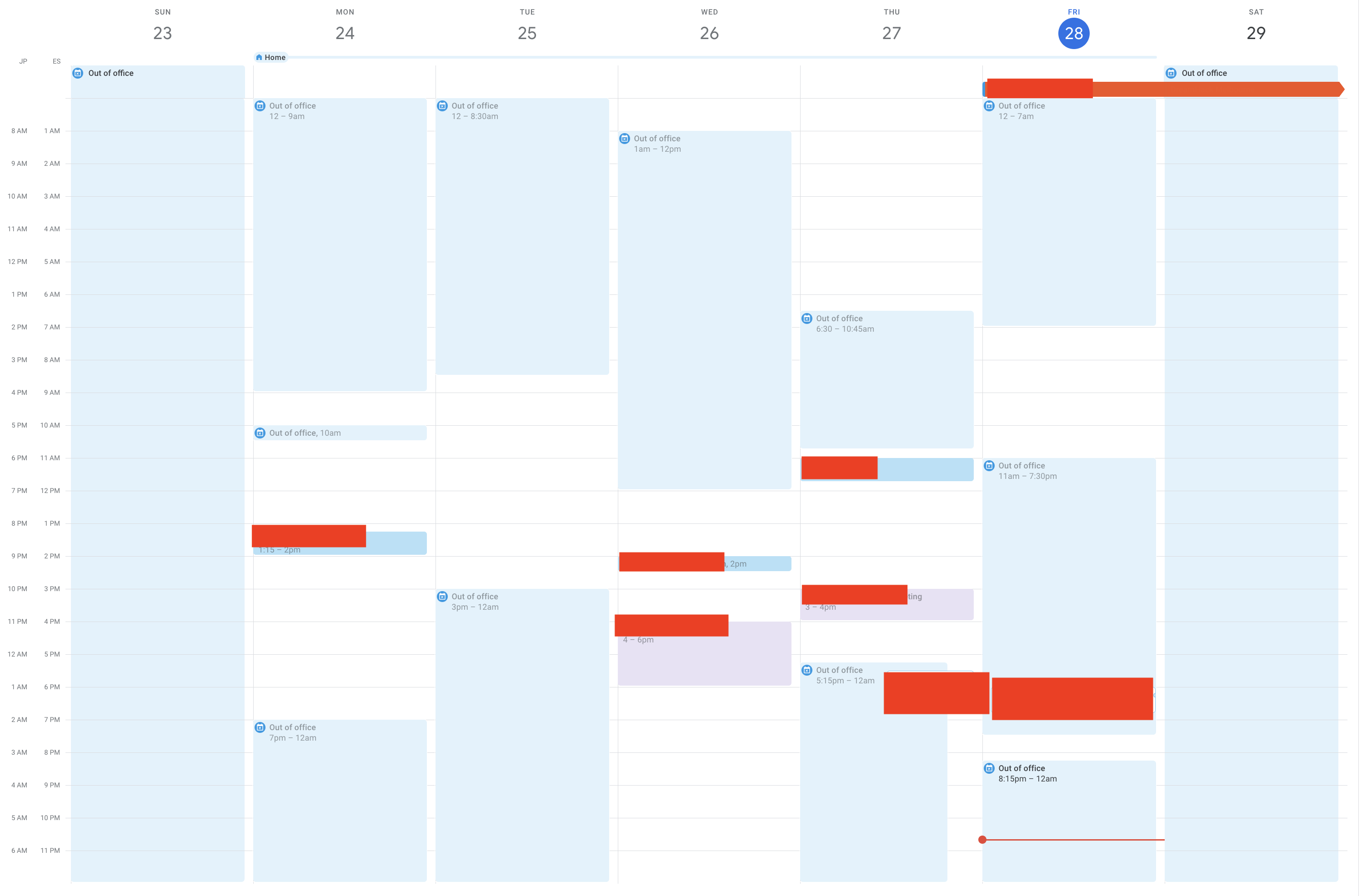 Google Calendar OOO events