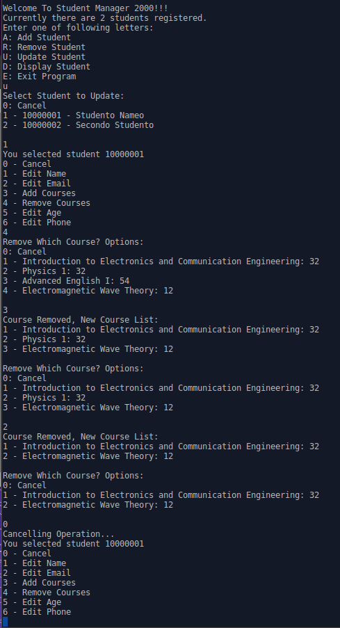 update student