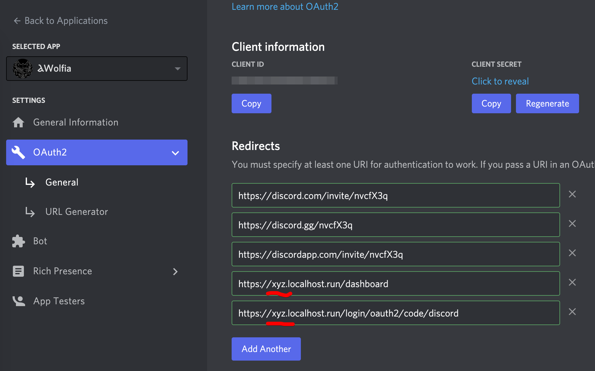 AOuth2 Redirect Config