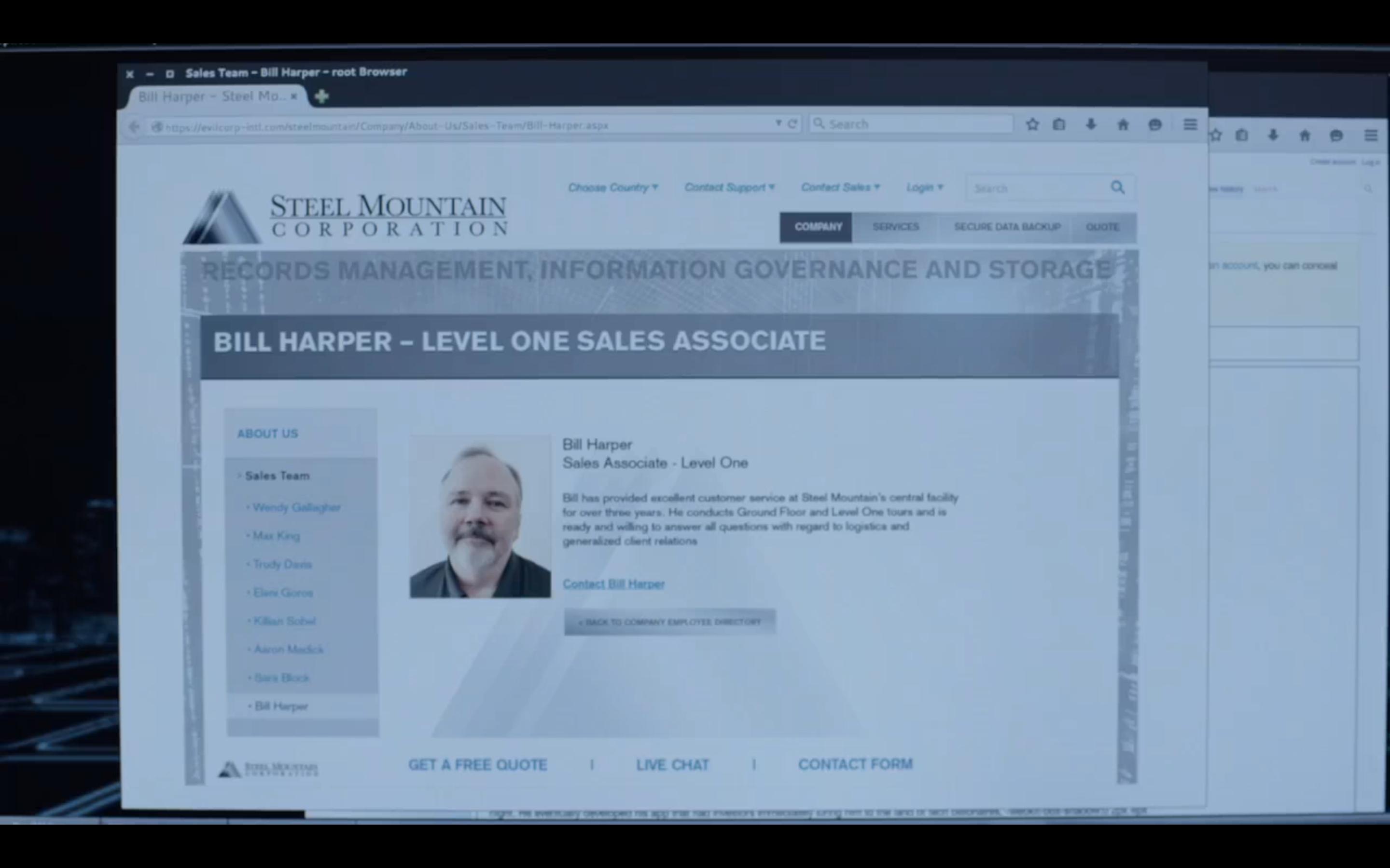 Bill Harper's employee profile page on the public Steel Mountain website, :robot: screenshot 📷