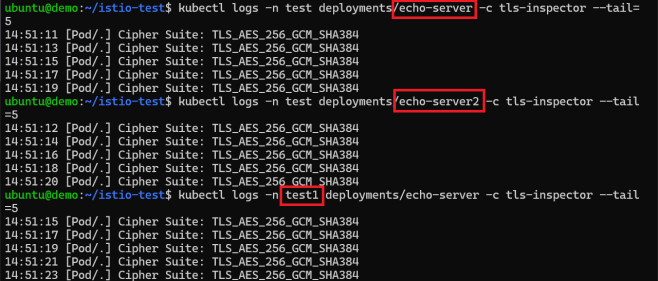 log confirming to cluster-level setting applied for entire workload