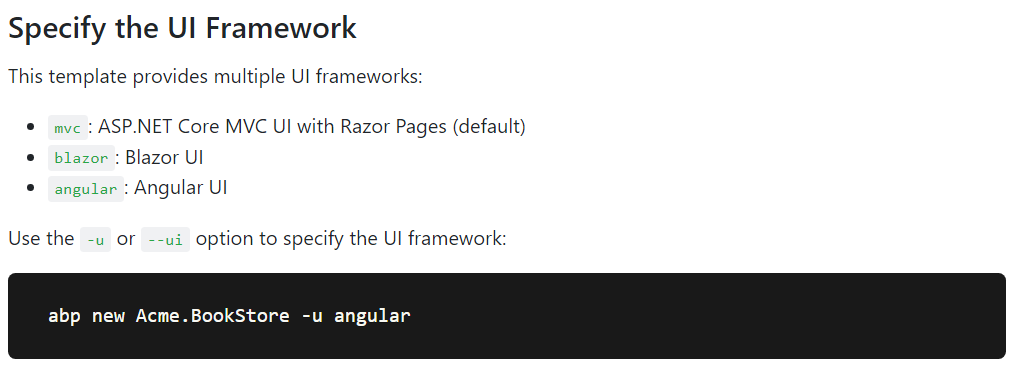 Specify the UI Framework