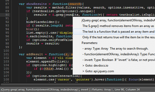 Sublime Javascript hints