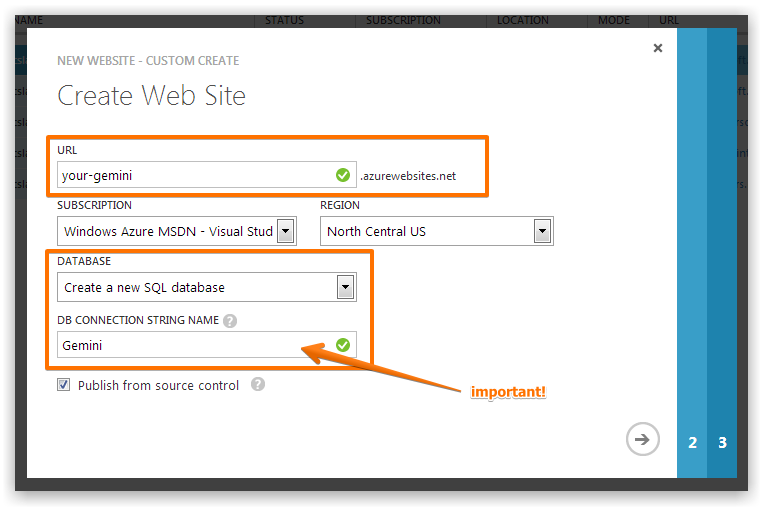 Create Azure Website