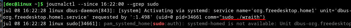 sudo journalctl detection
