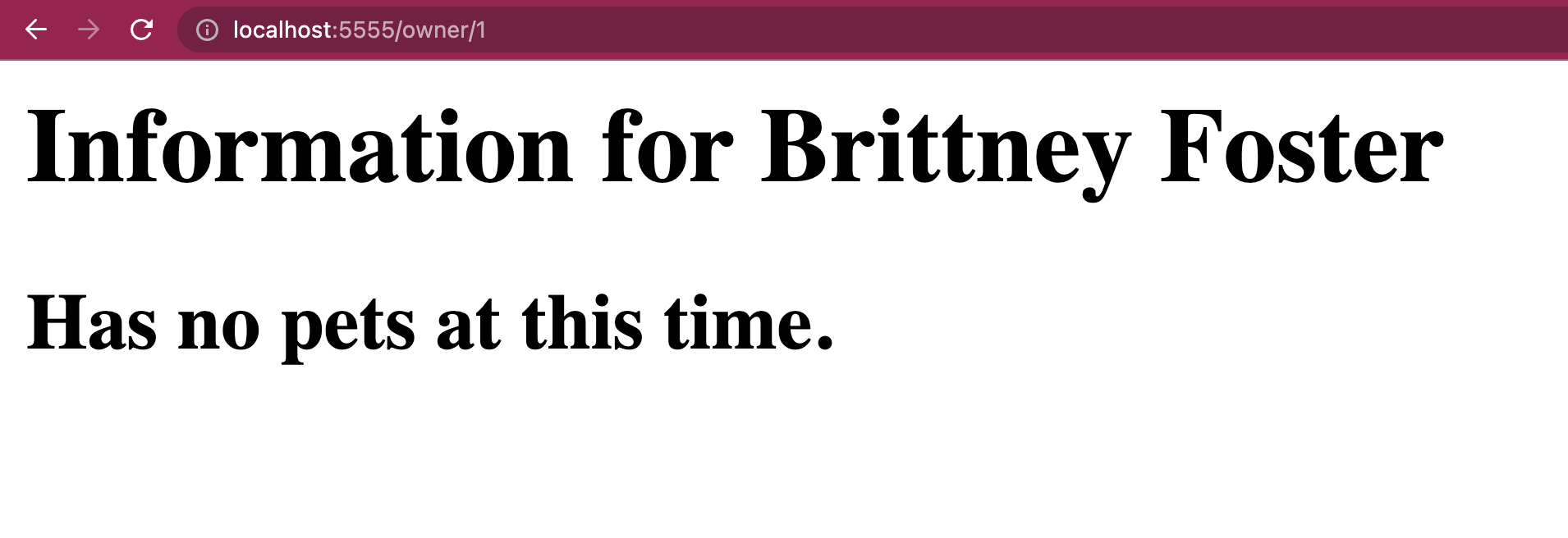 Brittney Foster has no pets at this time.