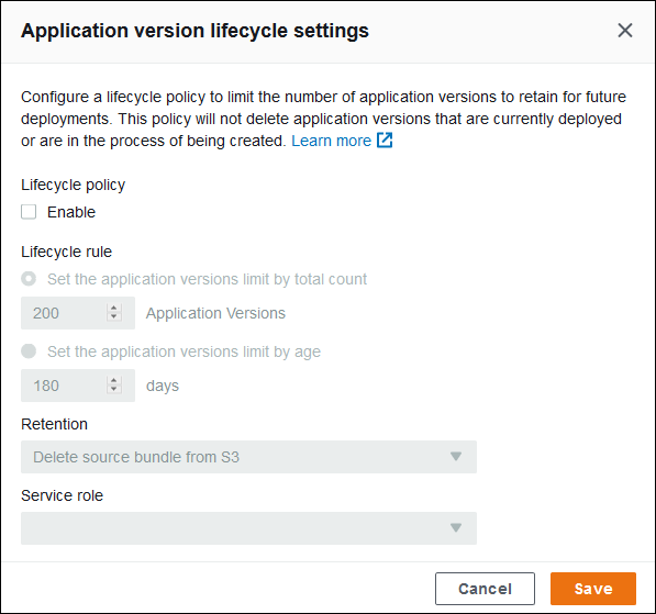 [Application lifecycle settings]