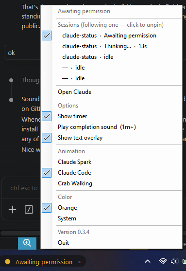 GitHub - Phanthom-Mekat/claude-status-bar-windows: A tiny menu bar ...
