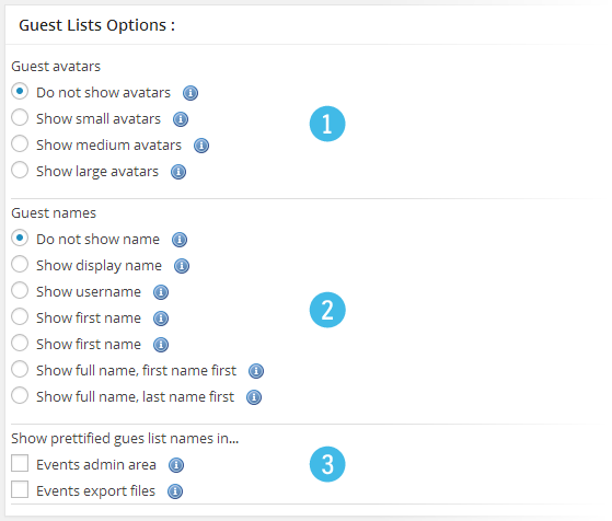 Guest list options