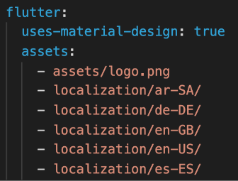 localization in pubspec