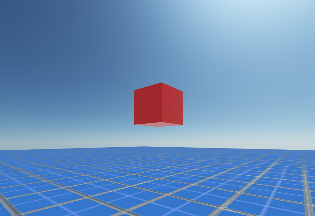 Red box floating above the ground