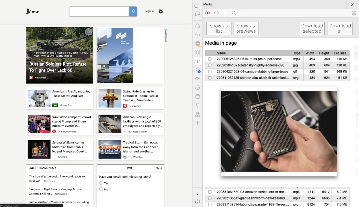 Mockup of the media explorer in the browser