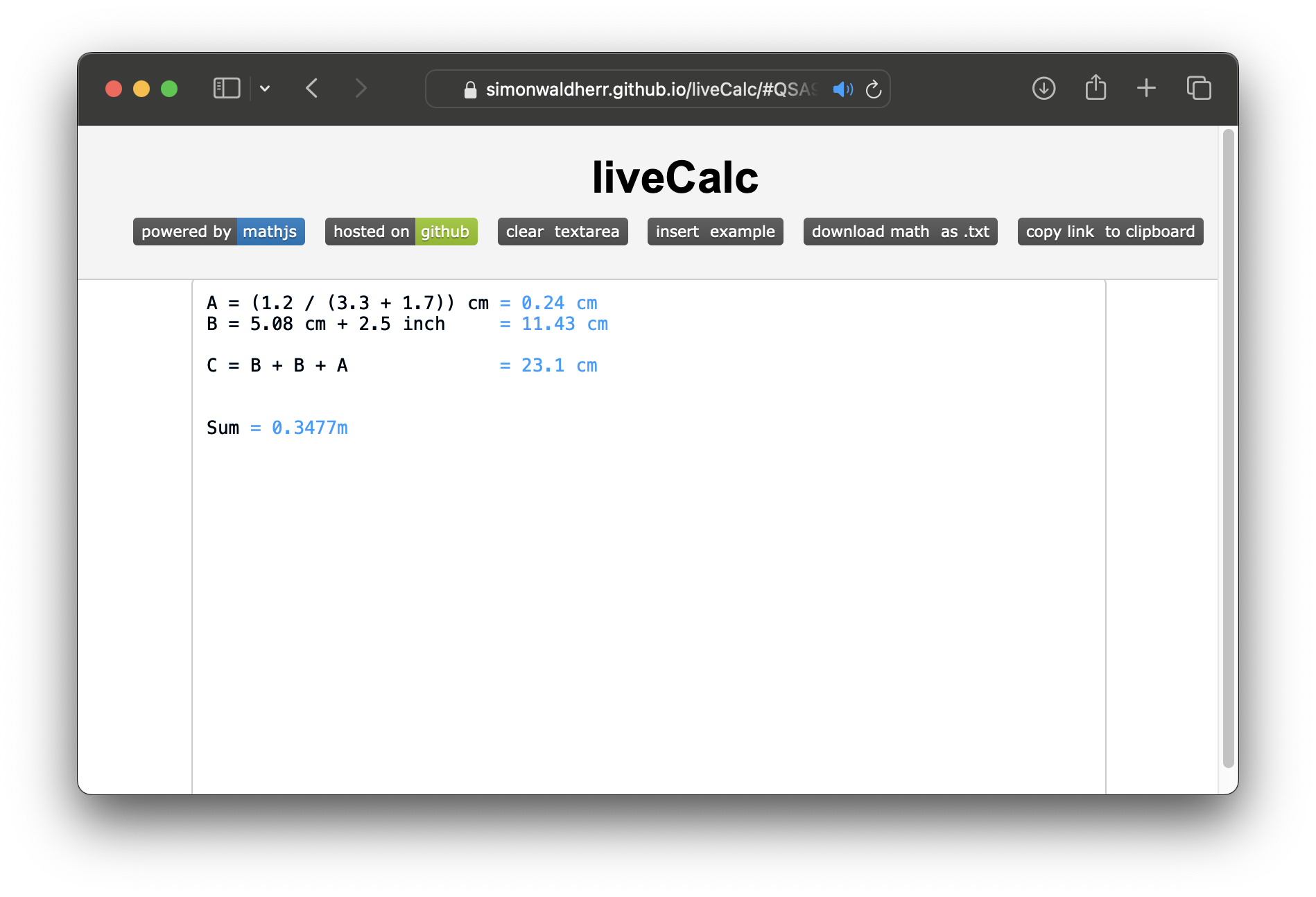 SimonWaldherr/liveCalc Online Calculator