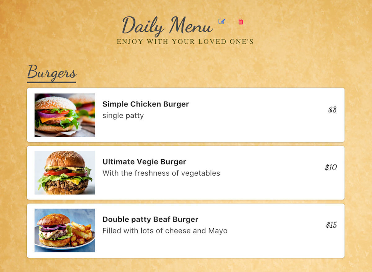 Vue Restaurant Menu App