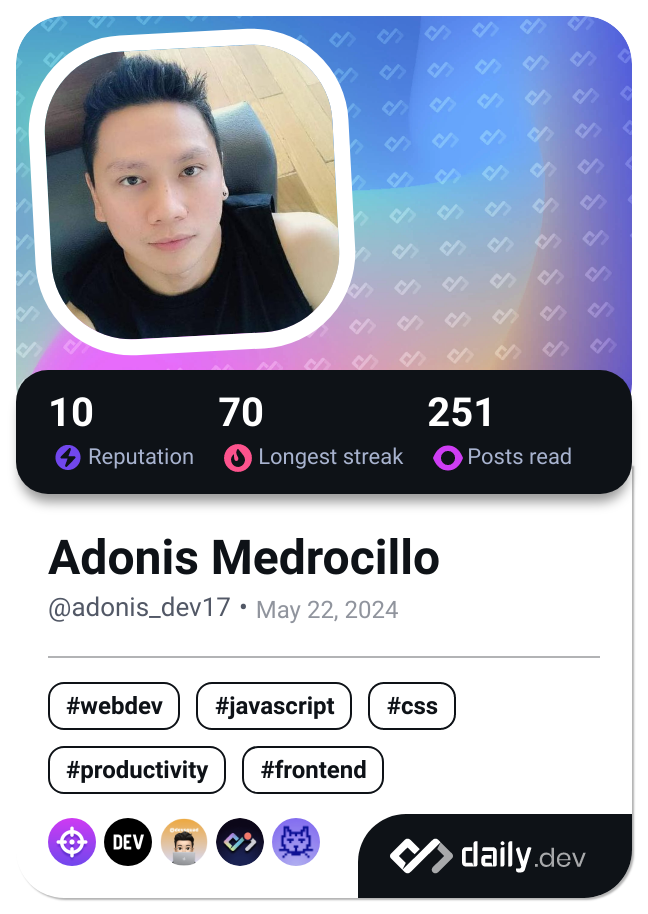 Adonis Medrocillo's Dev Card