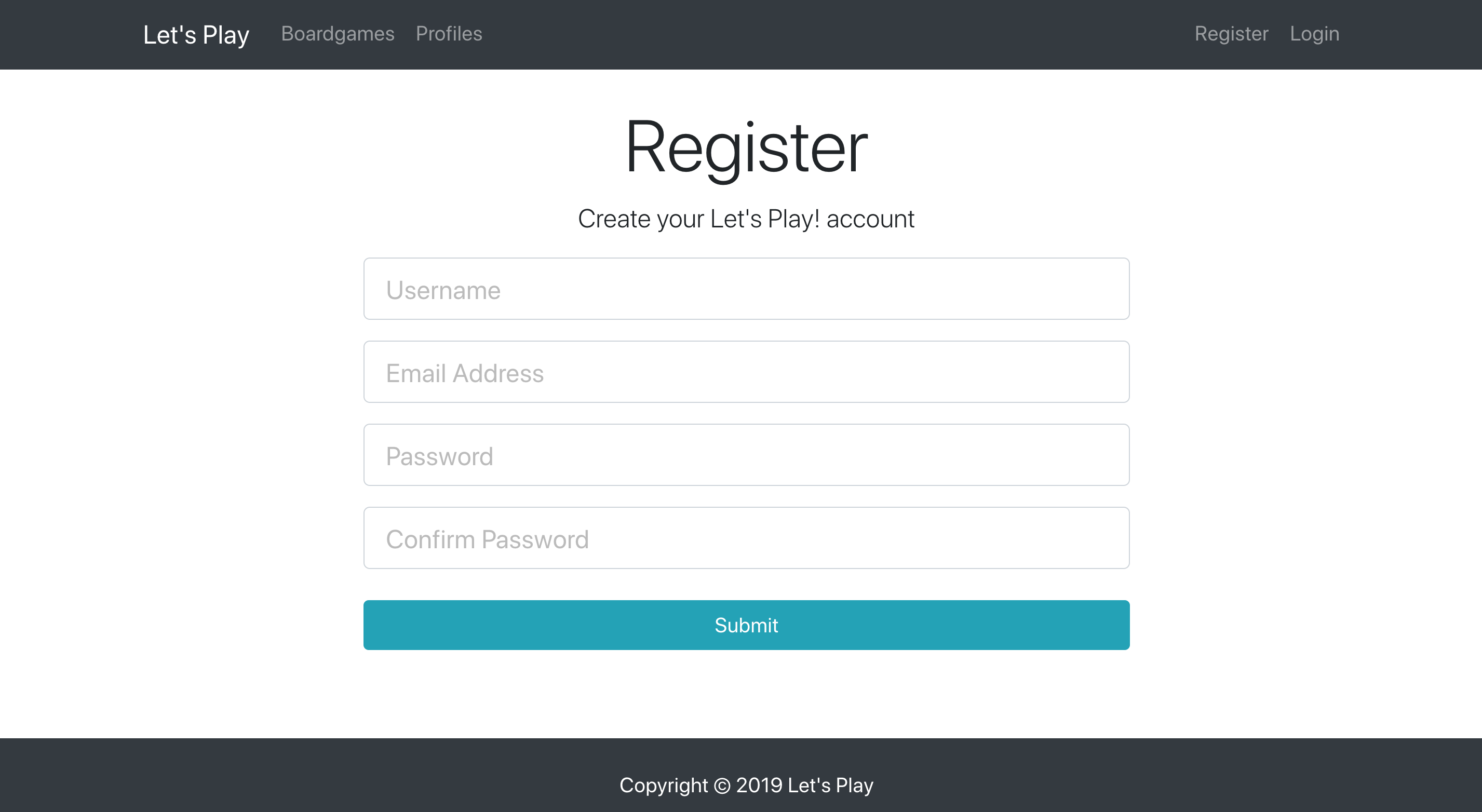 Image of Registration Page