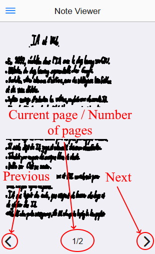 Note pages navigation