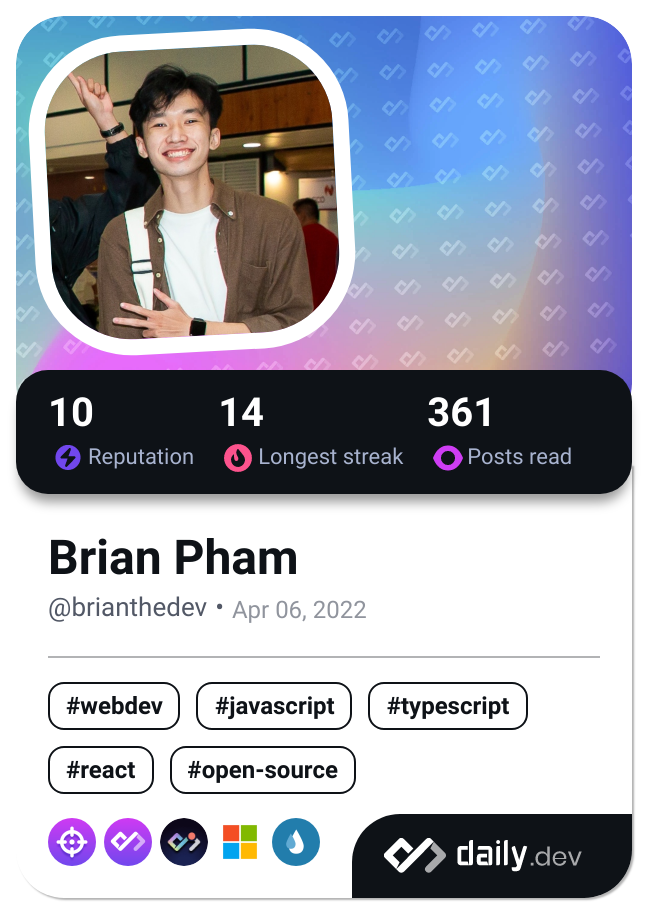 Brian Pham's Dev Card