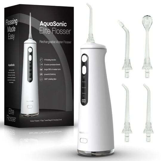 aquasonic-elite-rechargeable-water-flosser-with-4-tips-4-modes-portable-white-1